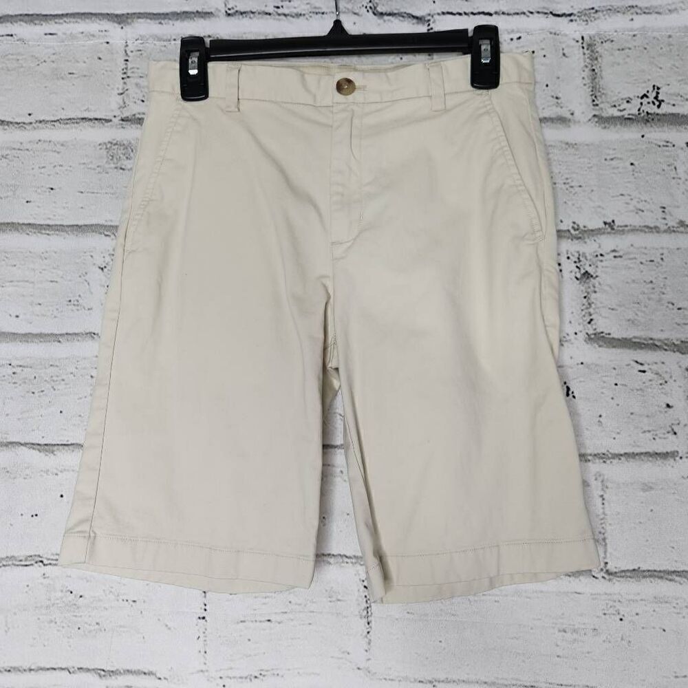 Vineyard Vines Boys Khaki Flat Front Adjustable Waist Stretch Chino Shorts Sz 16
